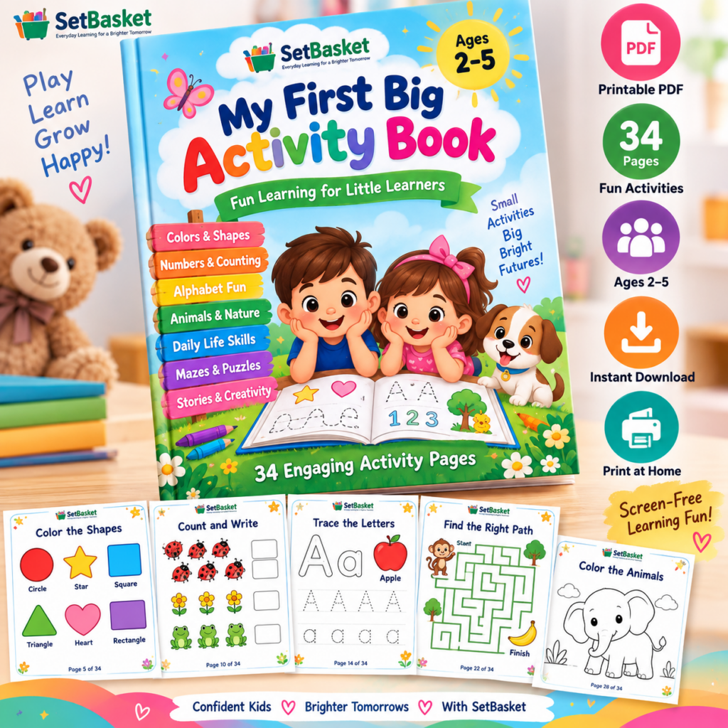 Printable activity book for kids ages 2-5